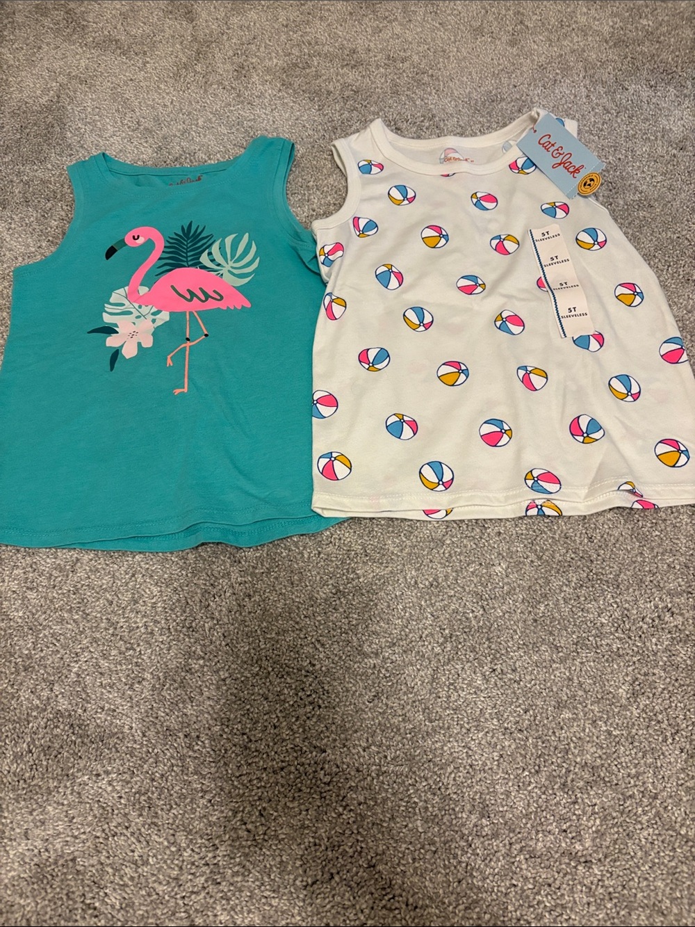 Cat & Jack girls flamingo & beach ball tank top lot